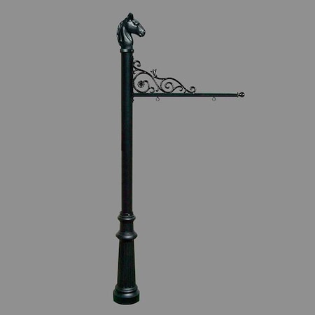 Qualarc Sign System w/Horse Head Finial & Fluted Base, Black color REPST-801-BL